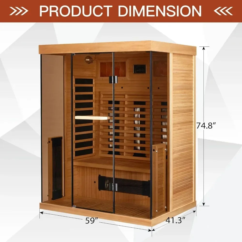 Indoor Home Sauna 2-3person Spa Room with Rapid Heating,Panoramic Tempered Glass & Oxygen Bar. Far Infared