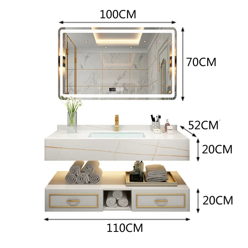 Solid Wood  Vanity Combination Of Modern  Cabinets And Minimalist Double  Washbasin  Cabinet luxury light