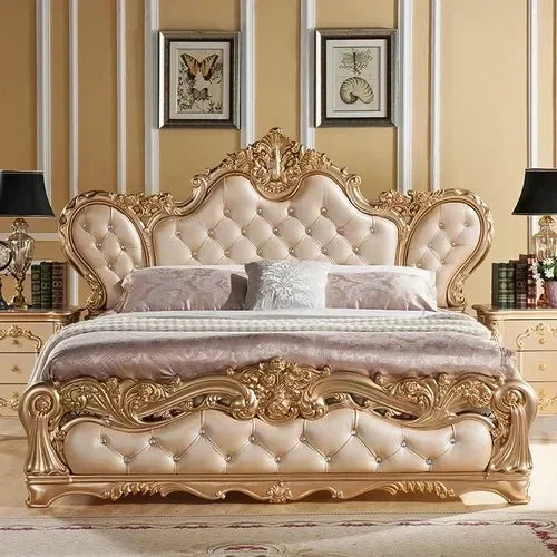 Nordic Modern Luxury Leather, Wood  Master Queen/ King  Bed  Multi-funizone