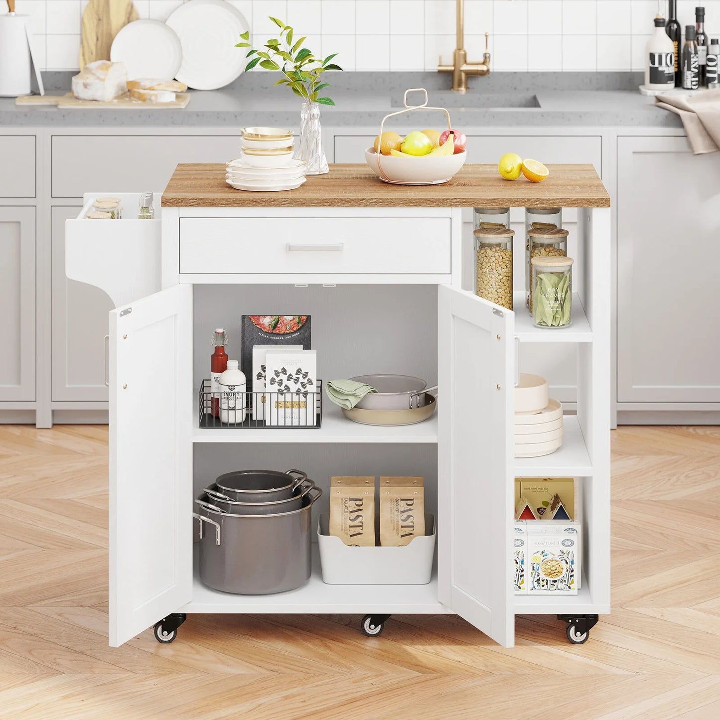 US  Rolling cart cabinet for storing spices , towel racks-