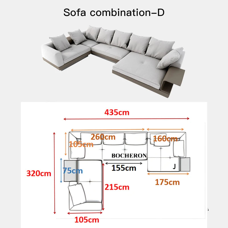 i Minimalist  Italian Sectional Cotton and  Linen Fabric  Large Flat Floor Designer Sofas