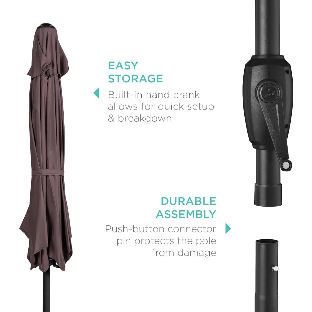 Umbrella with pole, push tilt, round table