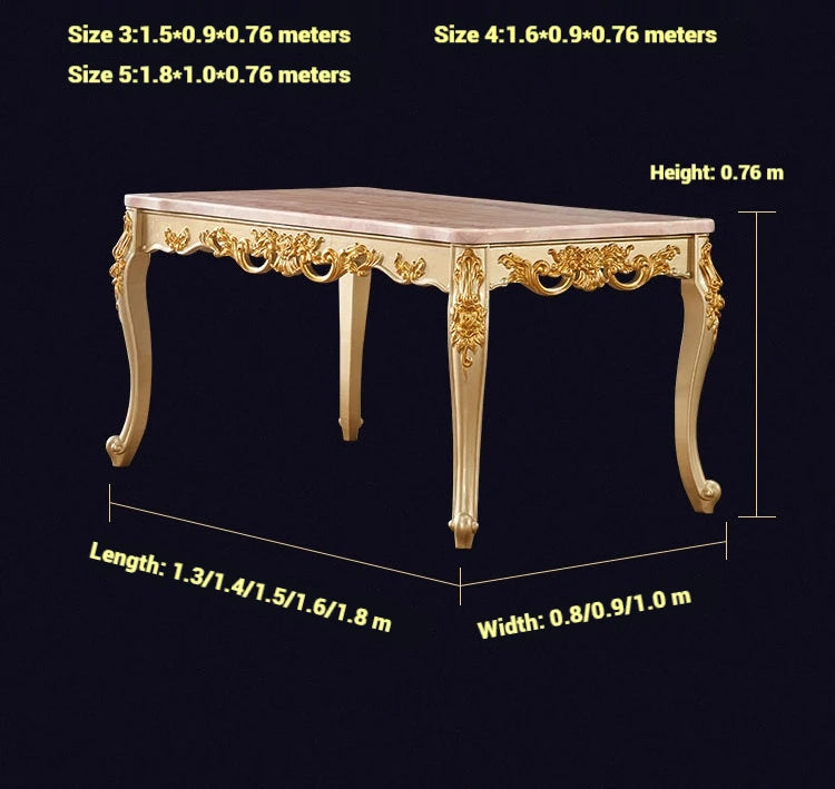 European Gold Vintage Wooden Design Luxury Rectangular Space Saving Table