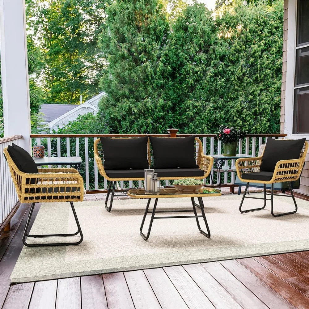 4-Piece Patio Furniture Wicker Set