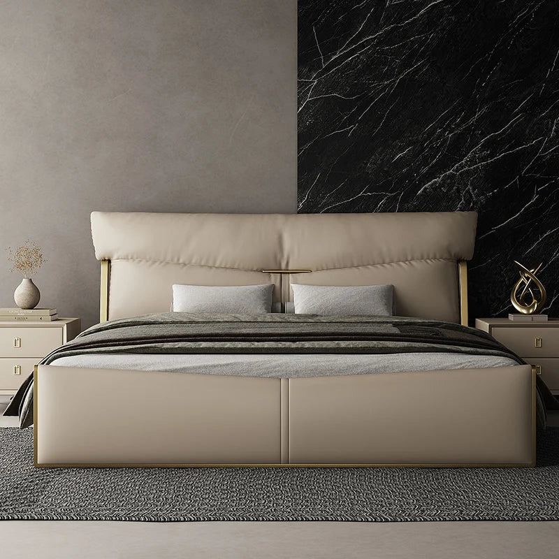 Matrimoniale design luxury king size modern sofa wooden Massage leather  platform sleeping
