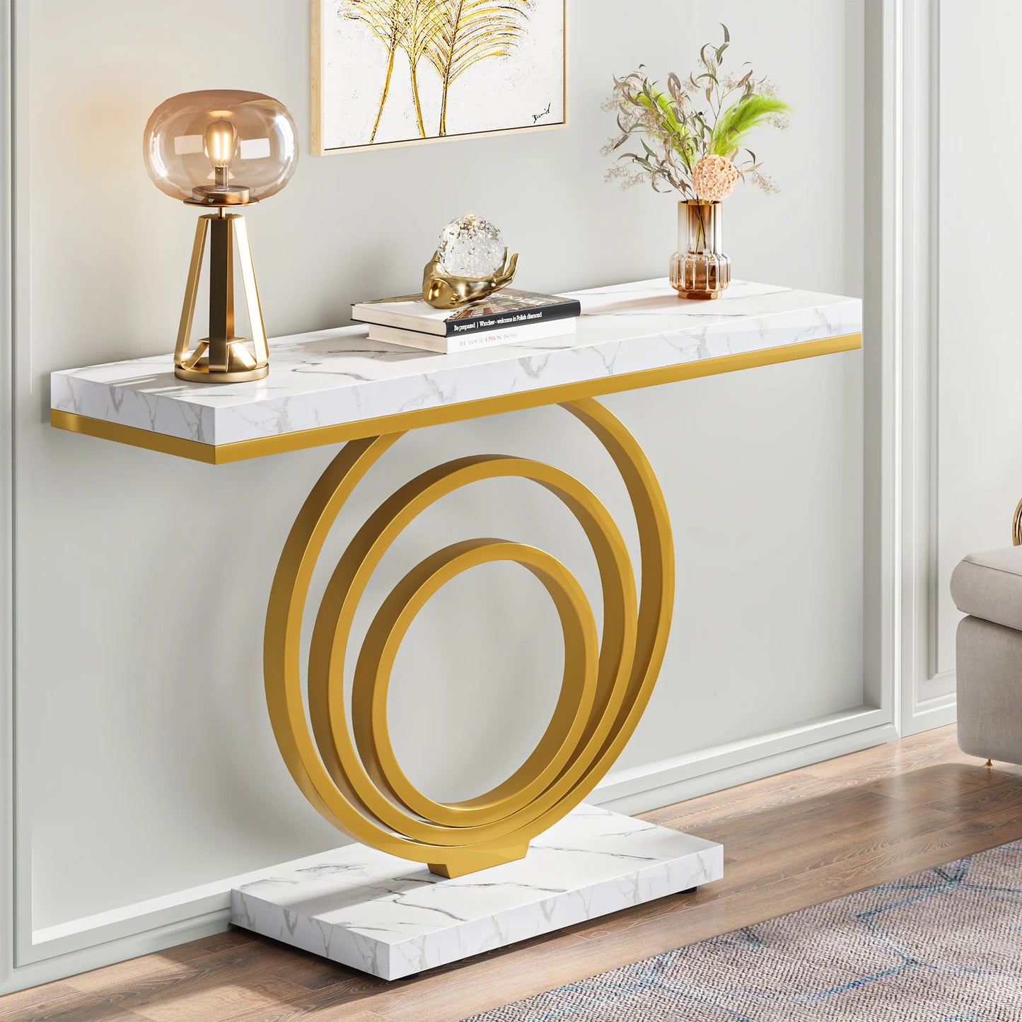 Tribesigns  Gold Entryway  Modern Console  Narrow Long, Contemporary Accent Table