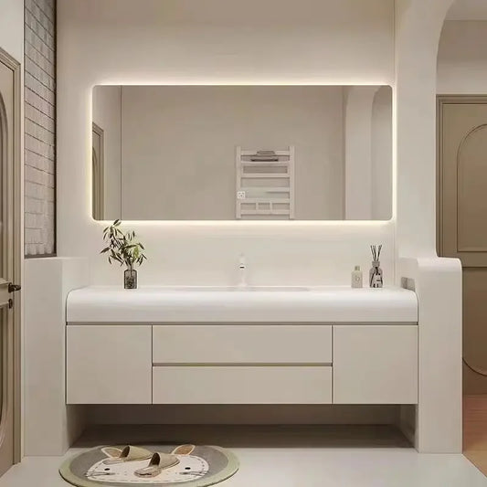 Nordic Vanity Sink White Rock Integrated Washbasin light, luxury, simple cabinet