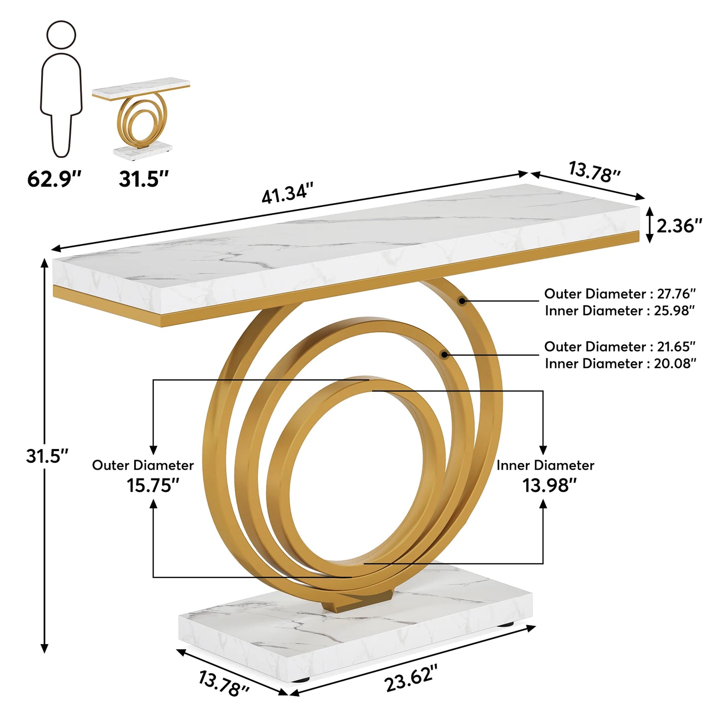 Tribesigns  Gold Entryway  Modern Console  Narrow Long, Contemporary Accent Table