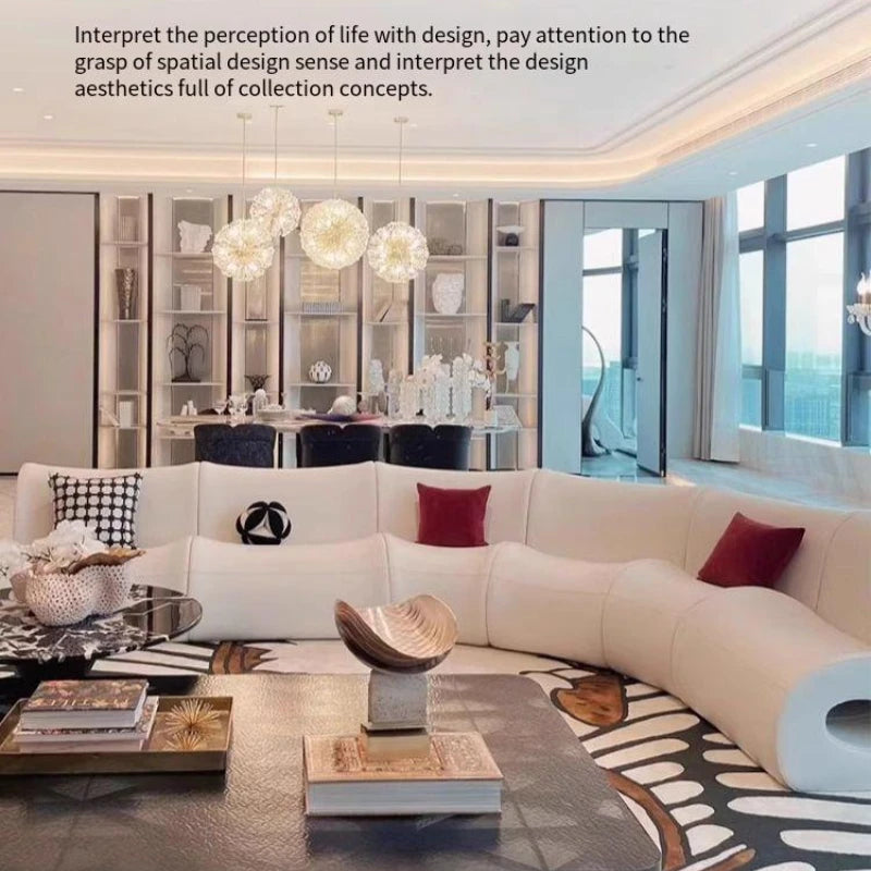 Villa European Sofa  and Ottoman  Large Adjustable Italian  Designer Curved Canape Salon