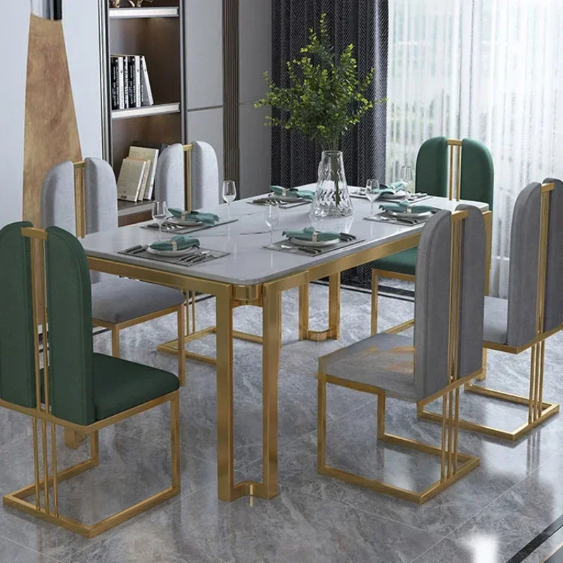 Nordic Unique Luxury Table Chairs Metal  Legs, Modern Rectangular design  .Space Saving
