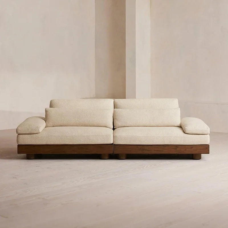 Nordic European Large Single Linen Beige Fabric, modern sectional  sleeper couch