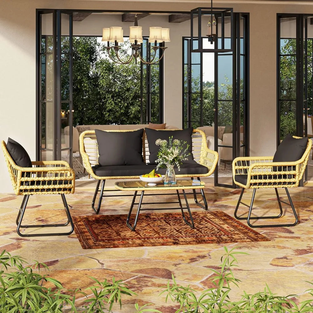 4-Piece Patio Furniture Wicker Set