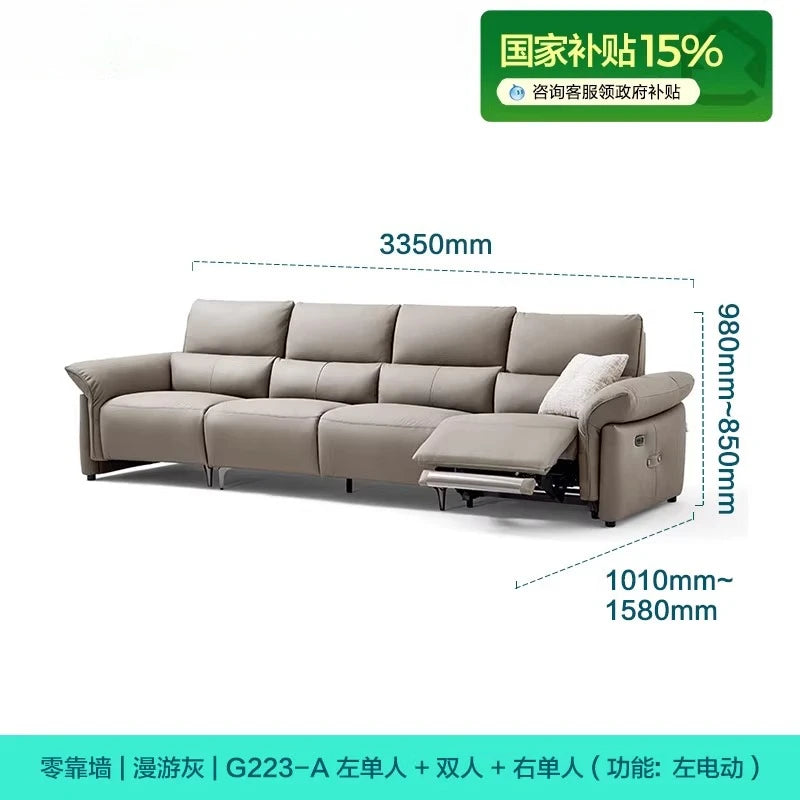 Minimalist Luxury Modern Floor Sofa Lounge 3 Seater Couch ,Leather Recliner