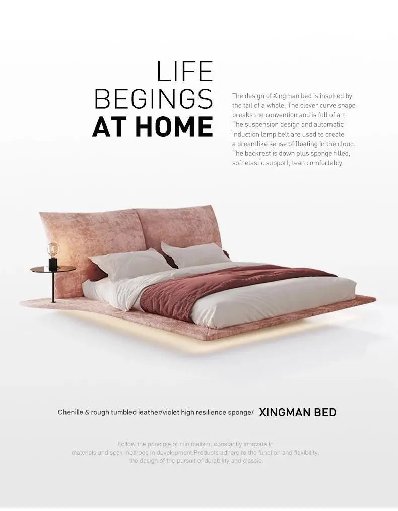 Floating European Luxury Fashionable Wedding Designer High Quality  Double Bed Frame