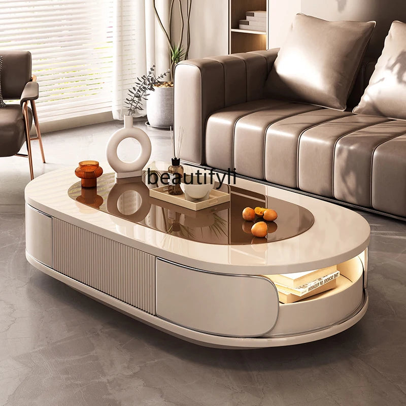 Simple oval drawer table, Creative coffee table ,small home designer high-end tea table