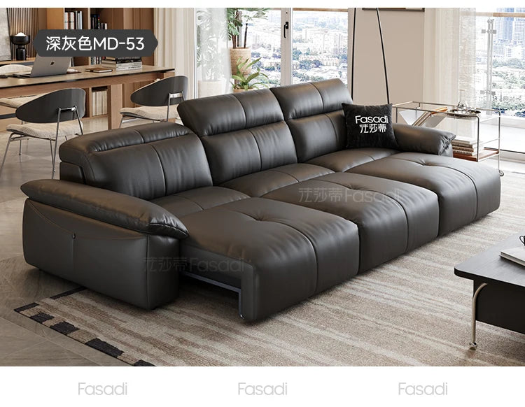 Italian Genuine Leather Luxury Black  3 Seater  Loveseat Sofa  Electric  Recliner