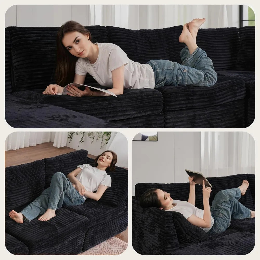 Convertible Sleeper Sofa, Luxury. Oversized, U-shaped Cloud, Deep Seat, Upholstered