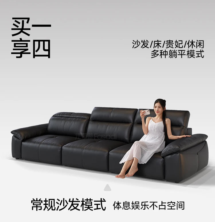 Italian Genuine Leather Luxury Black  3 Seater  Loveseat Sofa  Electric  Recliner