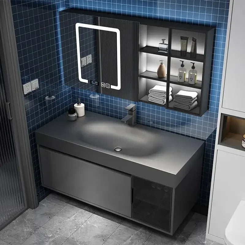 Rock Integrated Washbasin ,  Vanity Cabinets with Sink, Smart Modern mirror cabinet