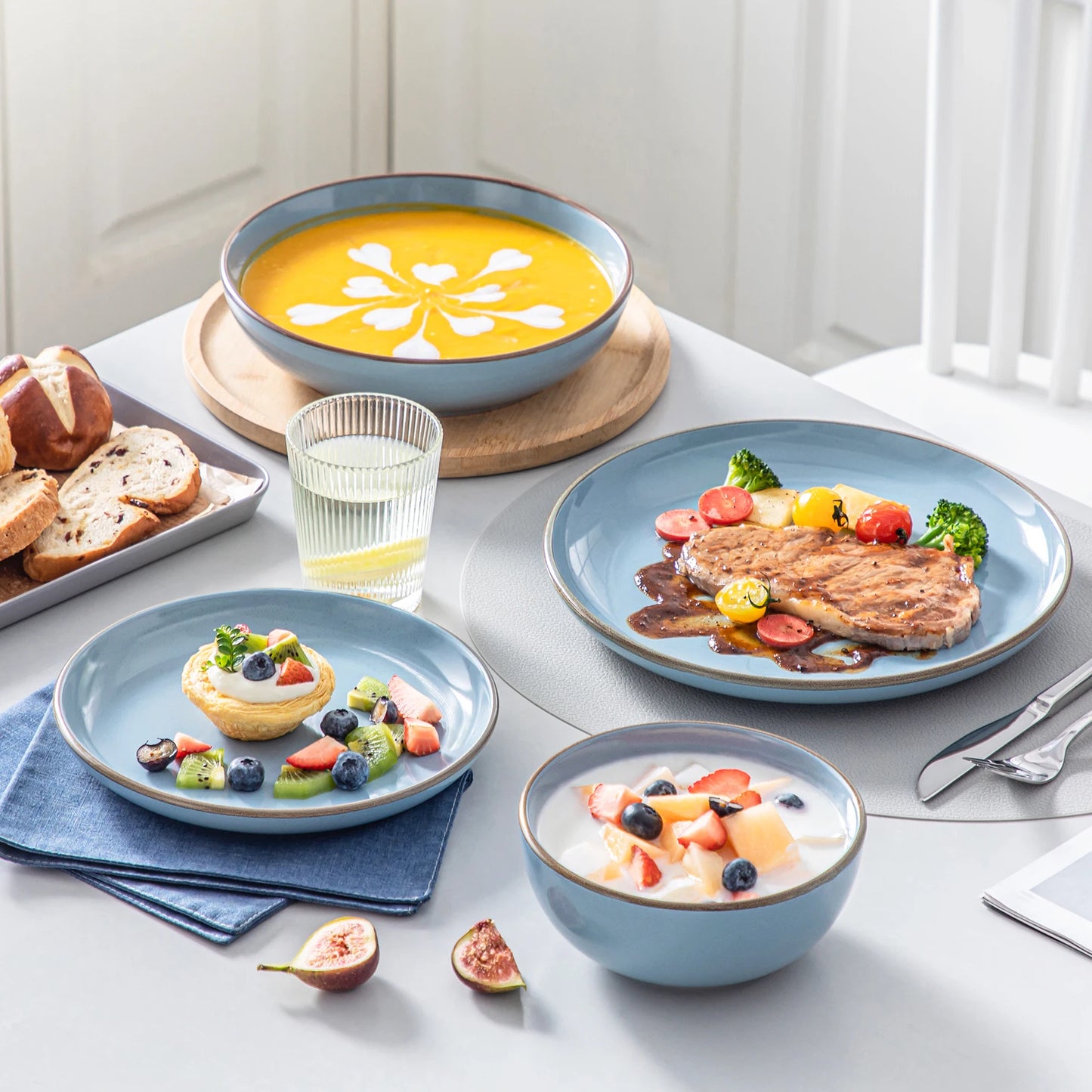 NYMPH 16/32 Piece Ceramic Glaze Tableware Set For 4/8 People w/ 4 colors