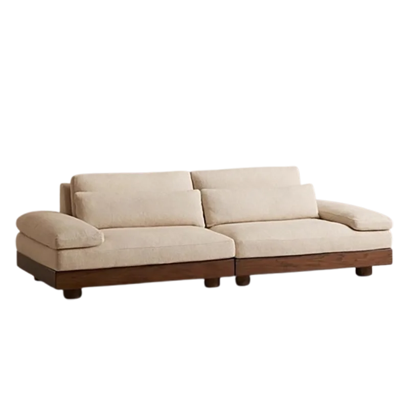 Nordic European Large Single Linen Beige Fabric, modern sectional  sleeper couch