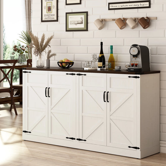 Sideboard Buffet Cabinet with Storage, Large Farmhouse Buffet Table Coffee Bar Modern Accent Cabinets