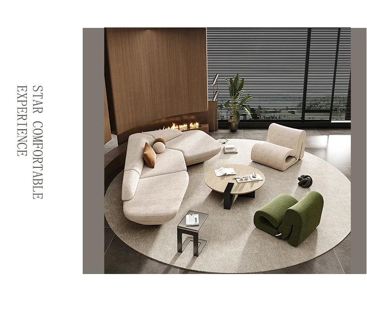 Reception Corner Aesthetics Curved Cute Luxury Leisure Sofa , Office Designer Art