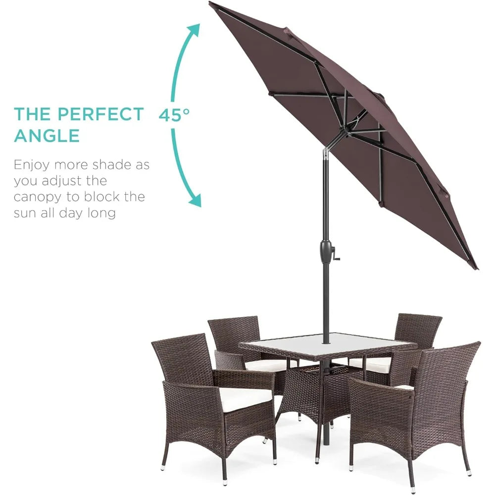 Umbrella with pole, push tilt, round table