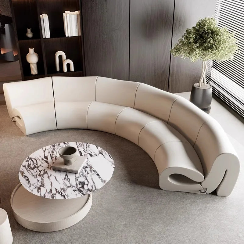 Villa European Sofa  and Ottoman  Large Adjustable Italian  Designer Curved Canape Salon