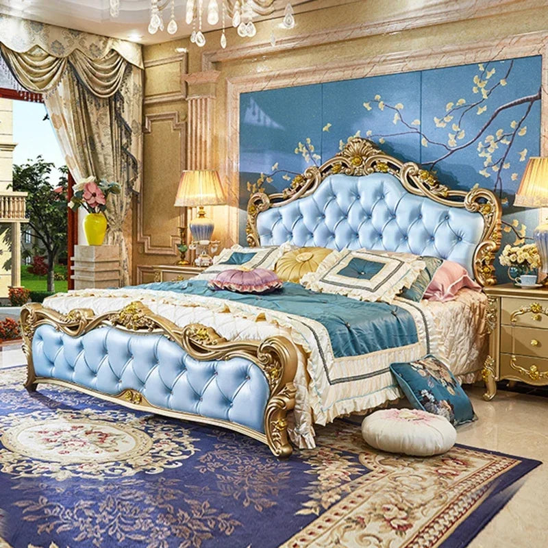 Nordic Letti E Mobile Wooden Large Princess Master Double Villa High Luxury Sleeping  set