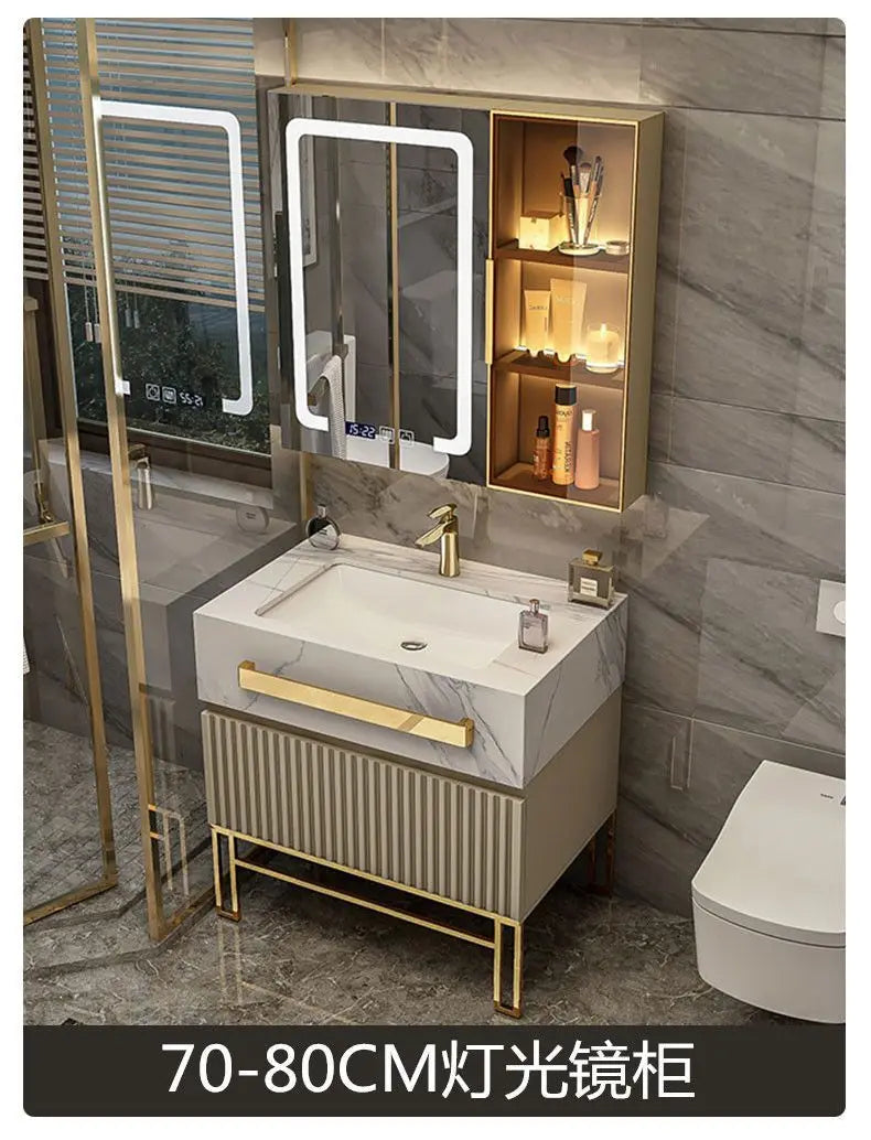 Modern Luxury  Cabinet with Combination Slate Basin  Wall Mount Vanity  with Sink