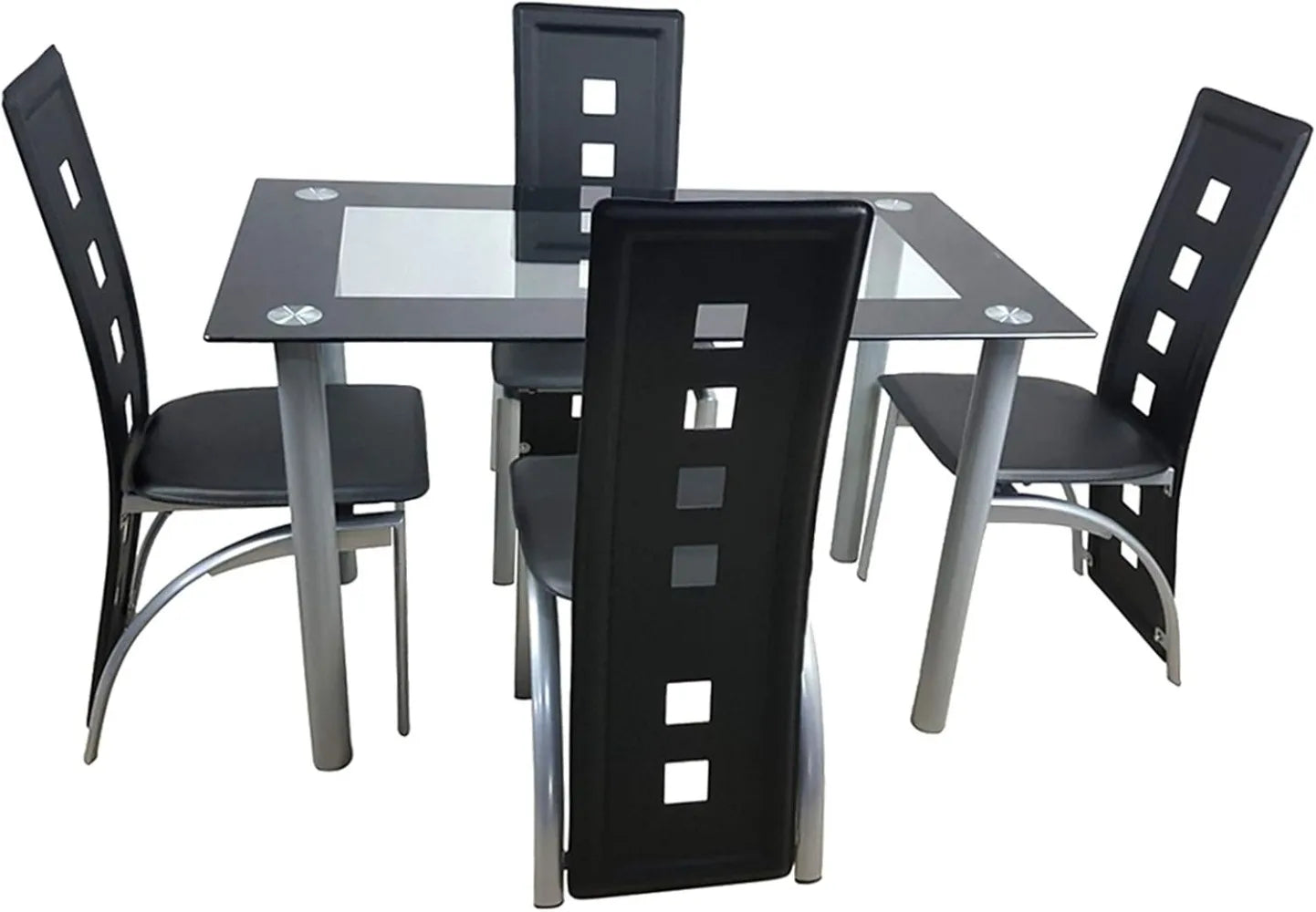 Glass Modern Dining Table for Breakfast 5 pieces, 4 chairs