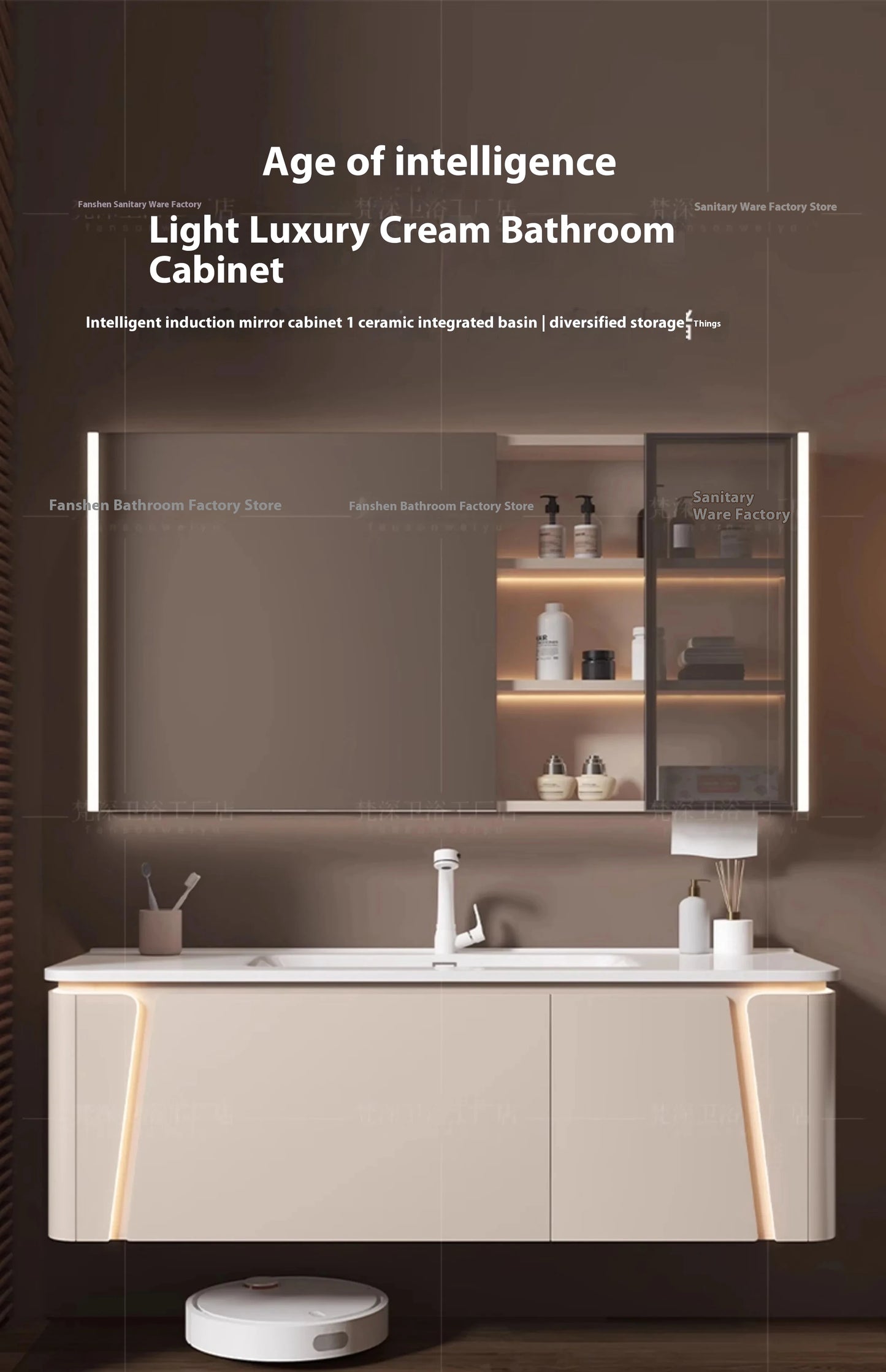 Ceramic Cabinet Combination Rounded Integrated Washbasin Face Master Cabinets