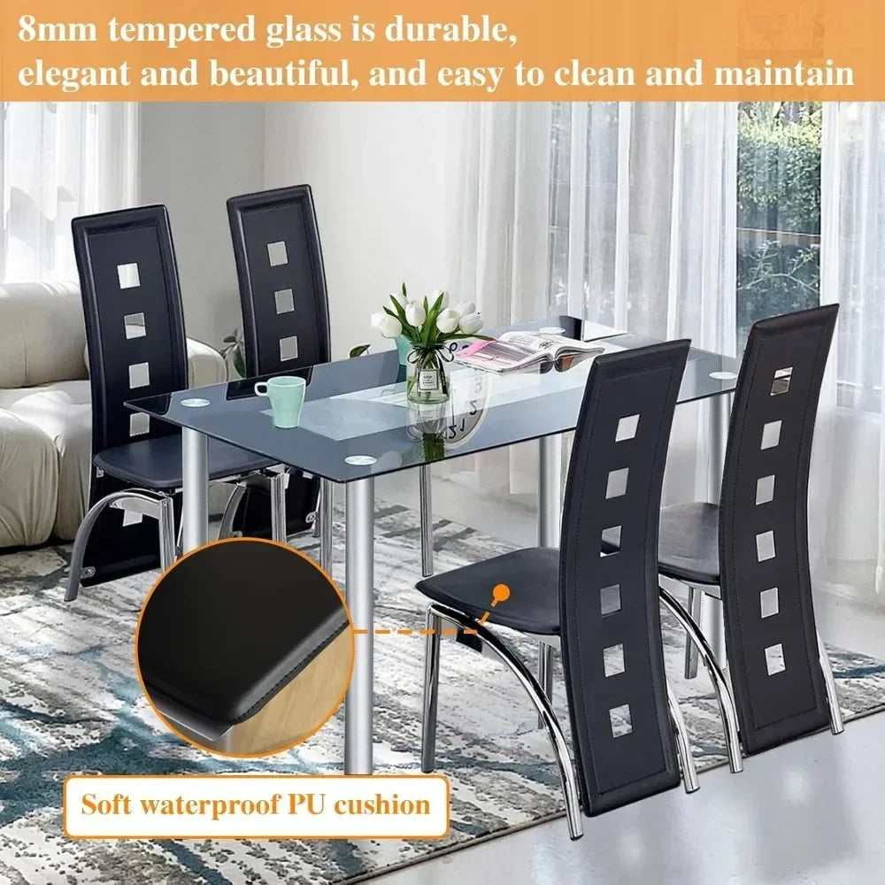 4-person Table Set, Small,Tempered Glass, Small Spaces