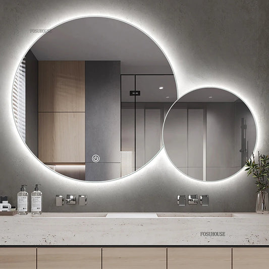 Nordic Wall Mounted decorative circular mirror with LED light,