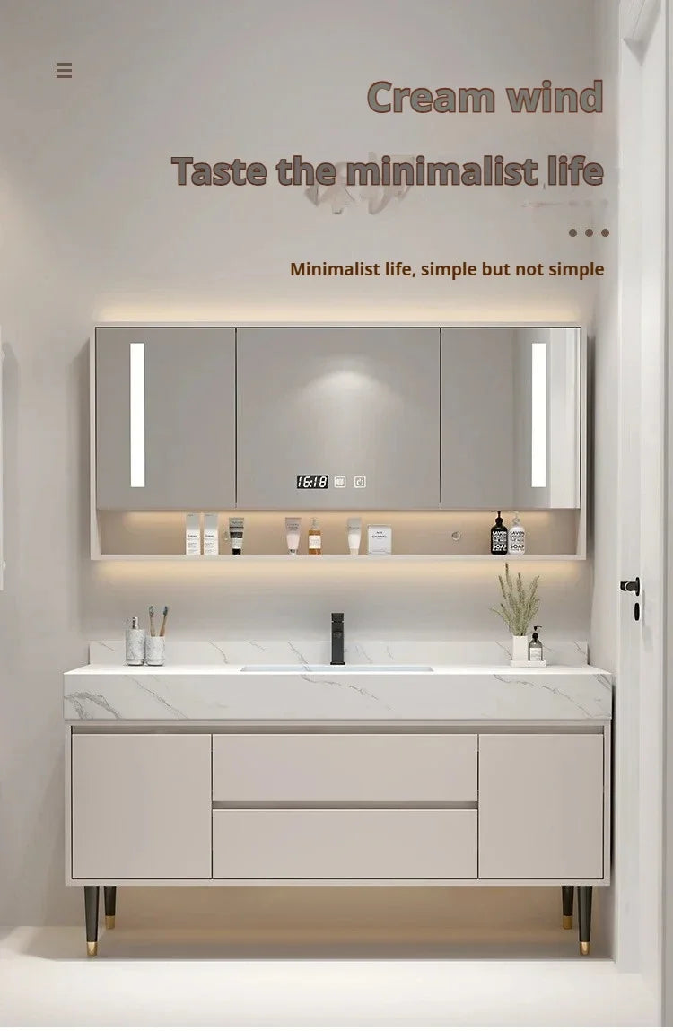 Entrance Make Up Organizer Narrow mirror vanity , washbasin cabinets