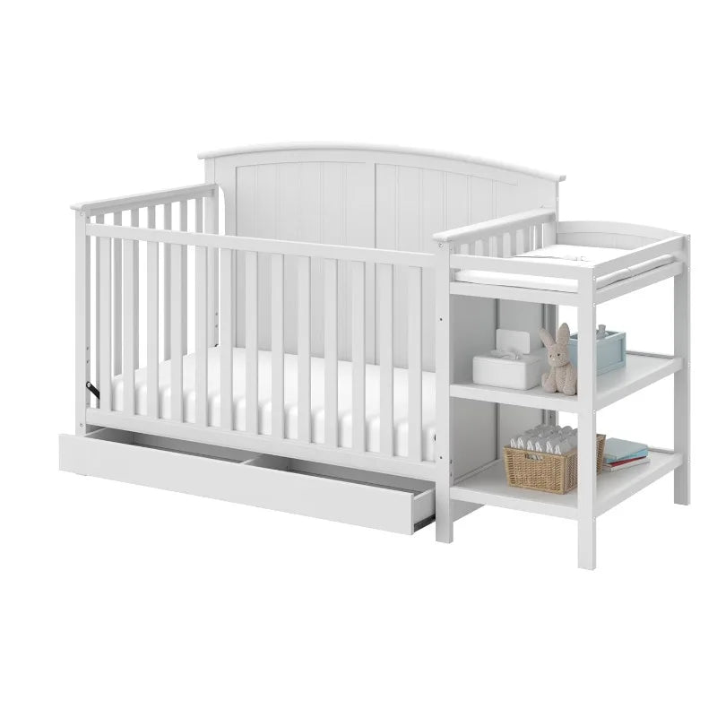 Steveston 5-in-1 Convertible Crib and Changing Table w/drawer {White}