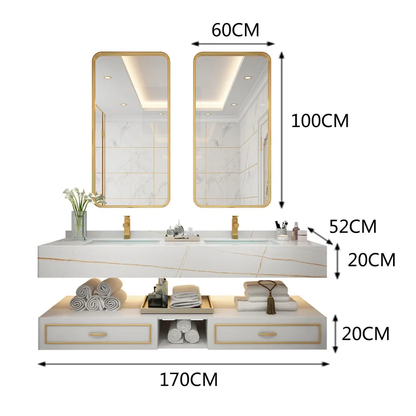 Solid Wood  Vanity Combination Of Modern  Cabinets And Minimalist Double  Washbasin  Cabinet luxury light