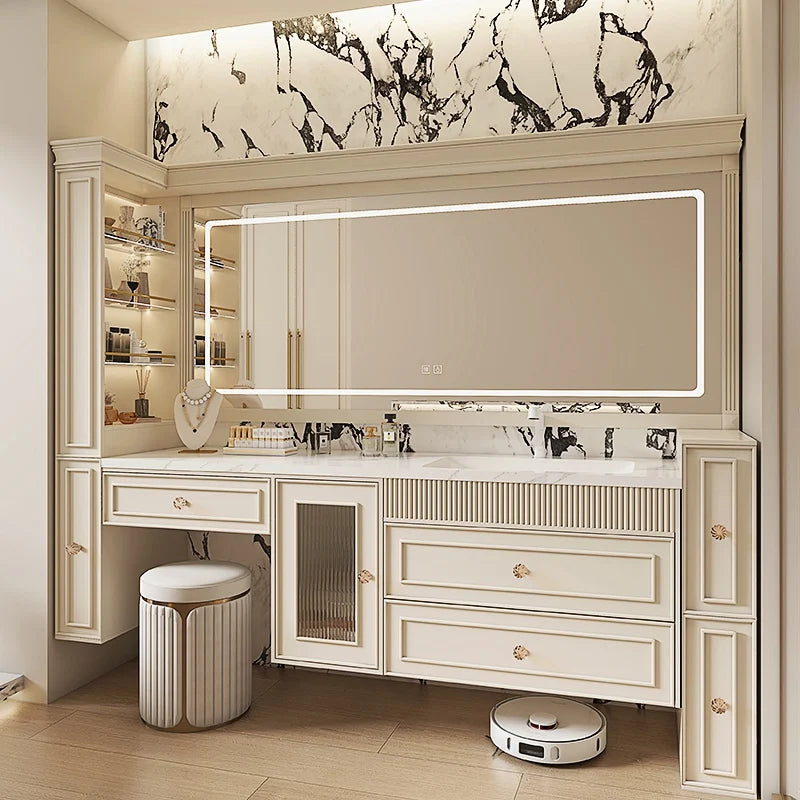 French Ceramic Vertical Vanity, Portable Toilet Wall Shelves Desk Storage Organizer, rock sinks cabinet