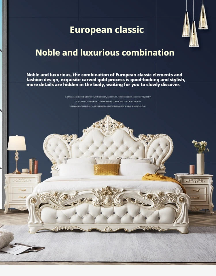 Nordic Modern Luxury Leather, Wood  Master Queen/ King  Bed  Multi-funizone