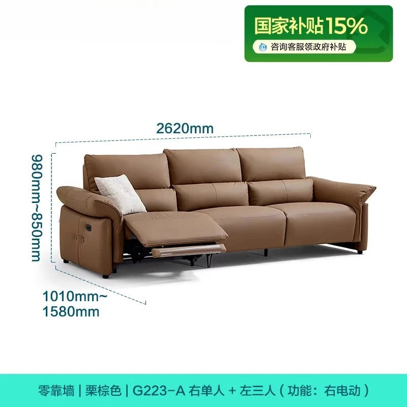 Minimalist Luxury Modern Floor Sofa Lounge 3 Seater Couch ,Leather Recliner