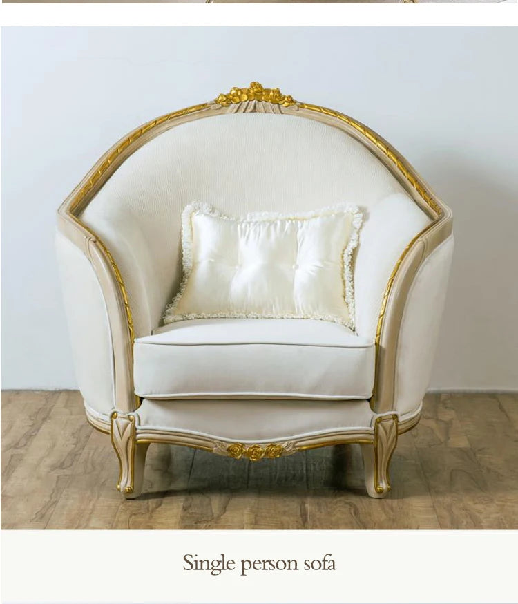 European style French sofa,  solid wood carved fabric arc 123 combo design