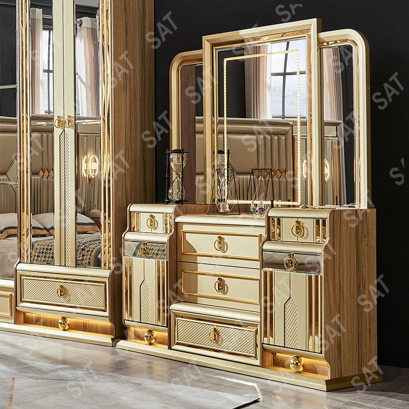 Villa  Master Room classic royal luxury King Double/ Queen Bed MDF Wooden  Bed Set