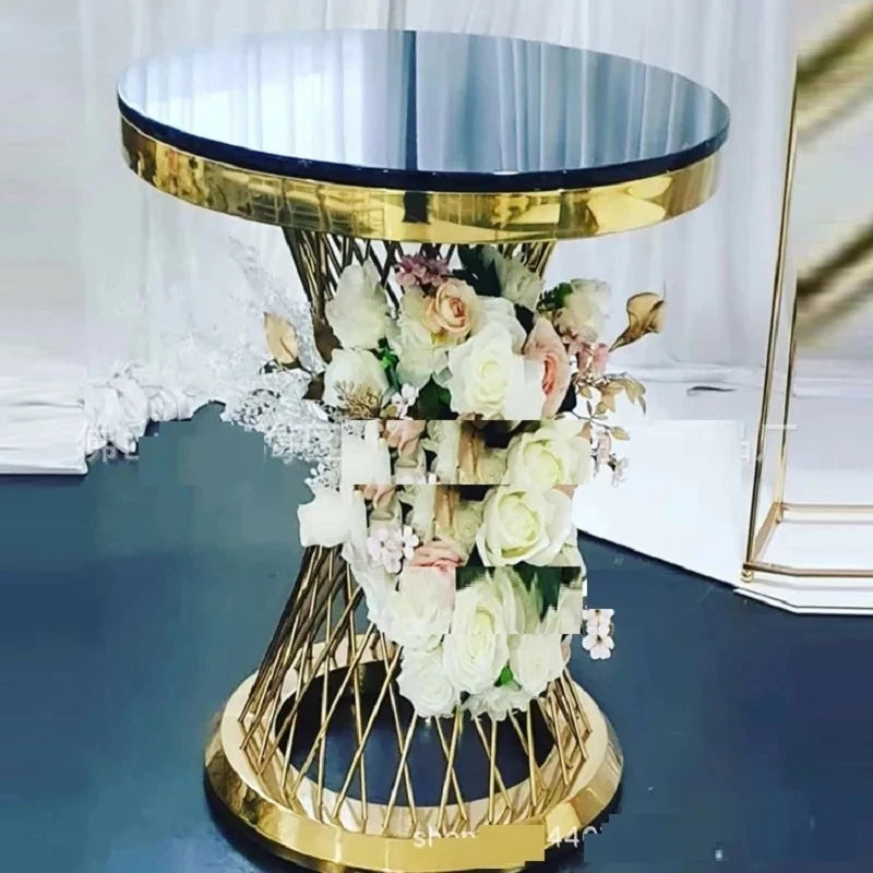 Gold Party Background shiny, galvanized, Pedestal Stand, Flower Arch, Table Column,