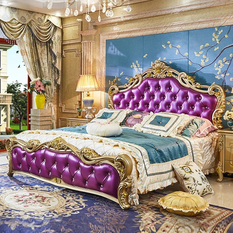 Nordic Letti E Mobile Wooden Large Princess Master Double Villa High Luxury Sleeping  set