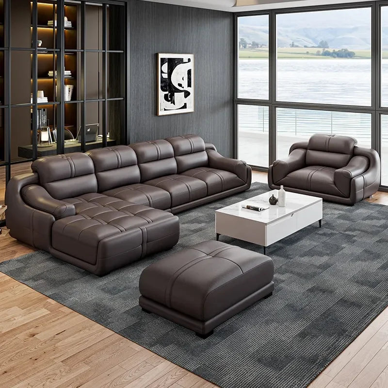 Nordic Modern Reclining Designer Large Wood  Brown Armrest design full set sofas