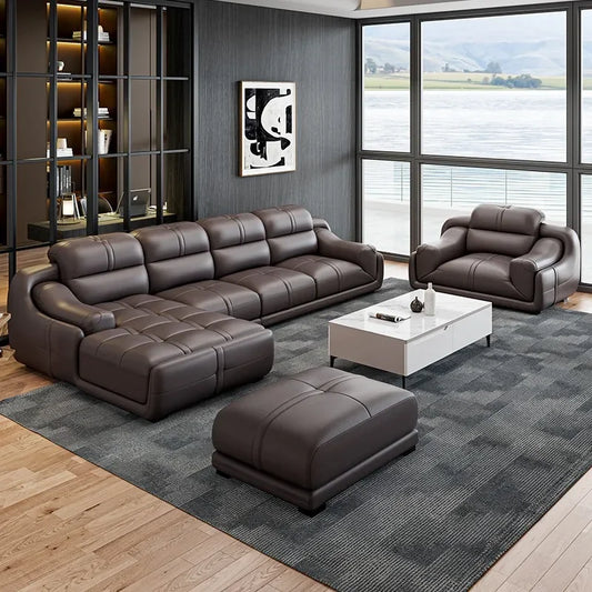 Nordic Modern Reclining Designer Large Wood  Brown Armrest design full set sofas
