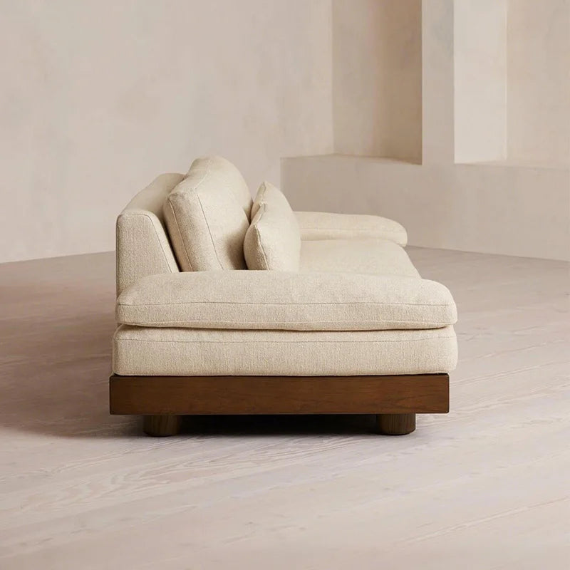 Nordic European Large Single Linen Beige Fabric, modern sectional  sleeper couch