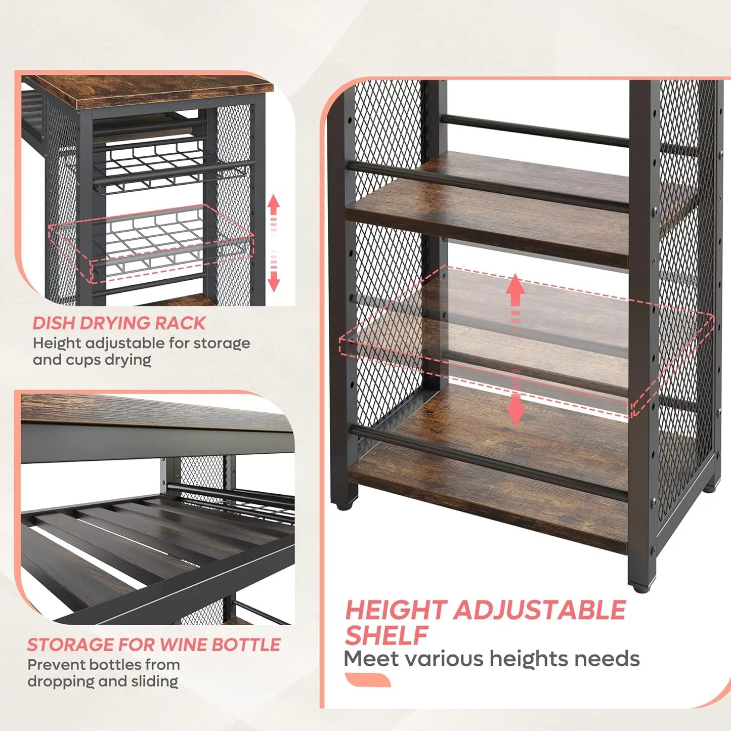 Table and Chair Set, Expandable, 2 Stools, 3 tier wine rack