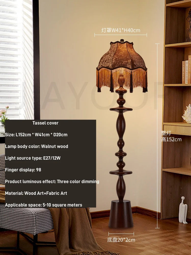 Chinese Style Tassels Retro Warm LED light, luxurious Floor lamp